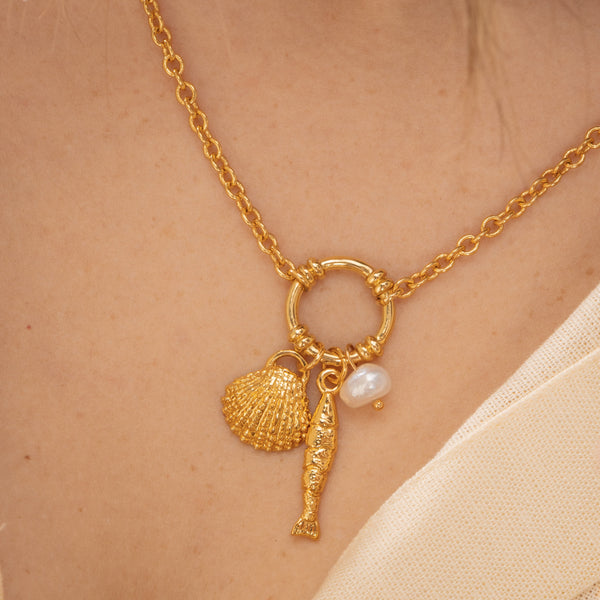 Collar Perla Concha + Aretes