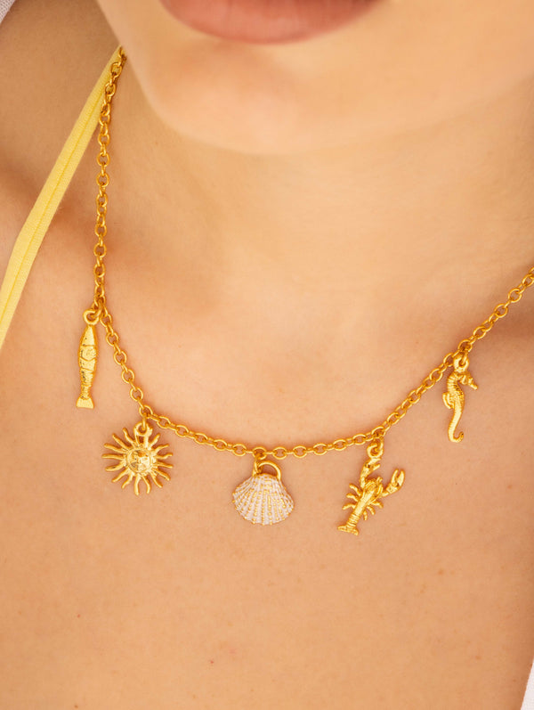 Collar Multicharms Verano + Aretes