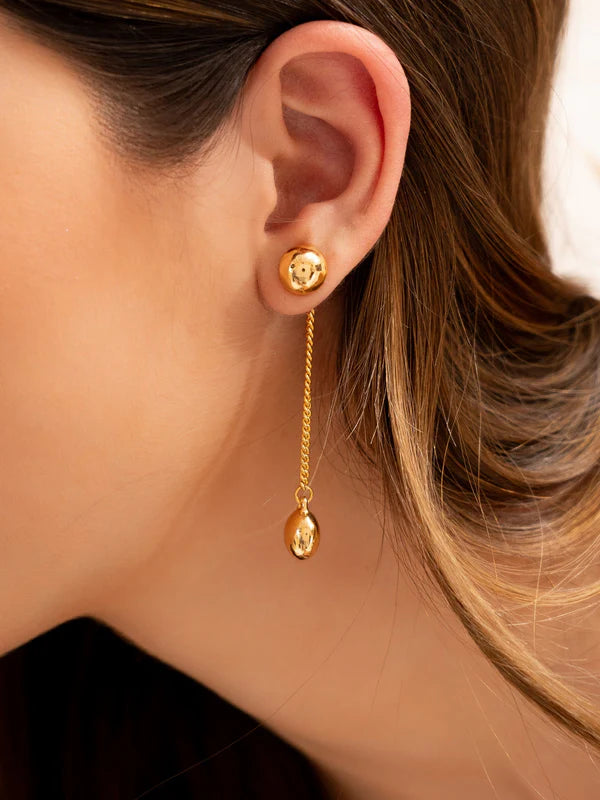 Aretes Cadena Bola Gold