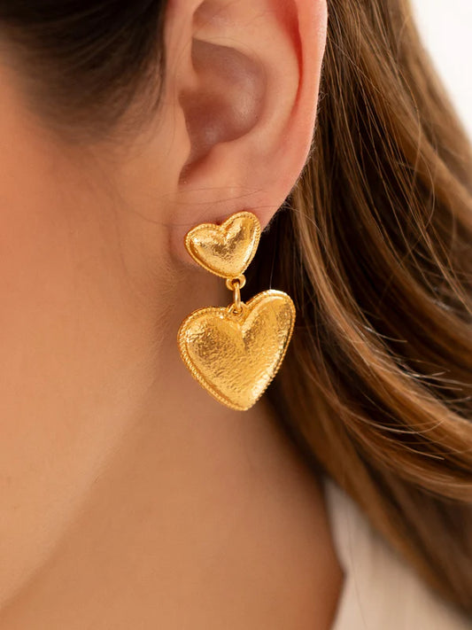 Aretes Corazón Maxi Textura Gold