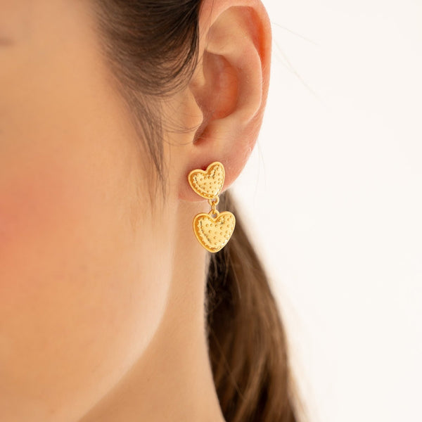 Aretes Duo Corazón By Jose y Cami