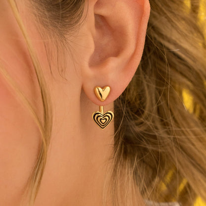 Aretes 2 En 1 Corazón