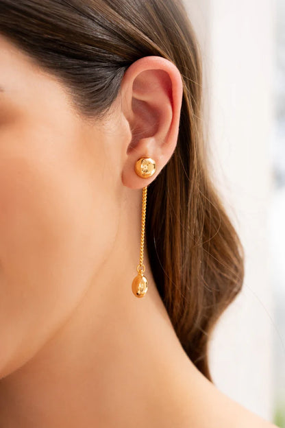 Aretes Cadena Bola Gold