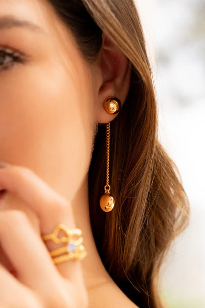 Aretes Cadena Bola Gold