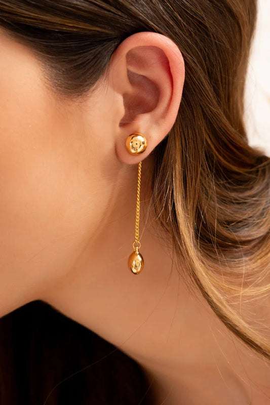 Aretes Cadena Bola Gold