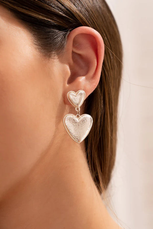 Aretes Corazón Maxi Textura Silver