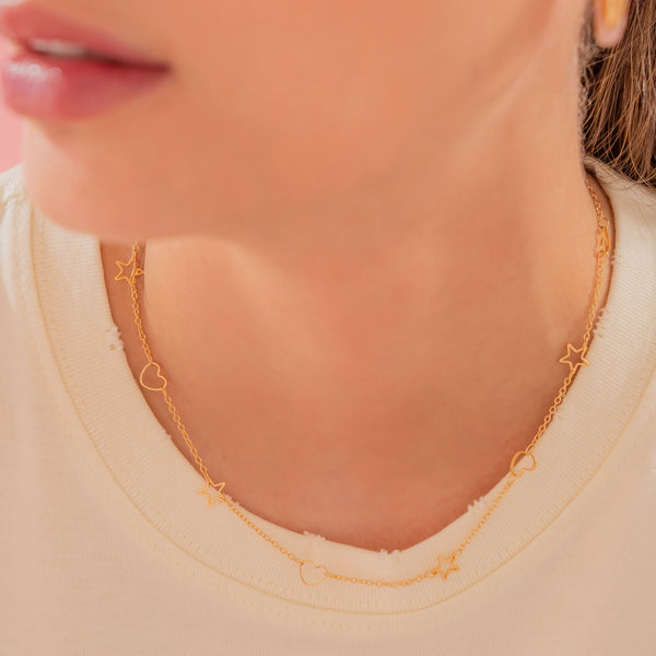 Choker Estrellas Love + Aretes
