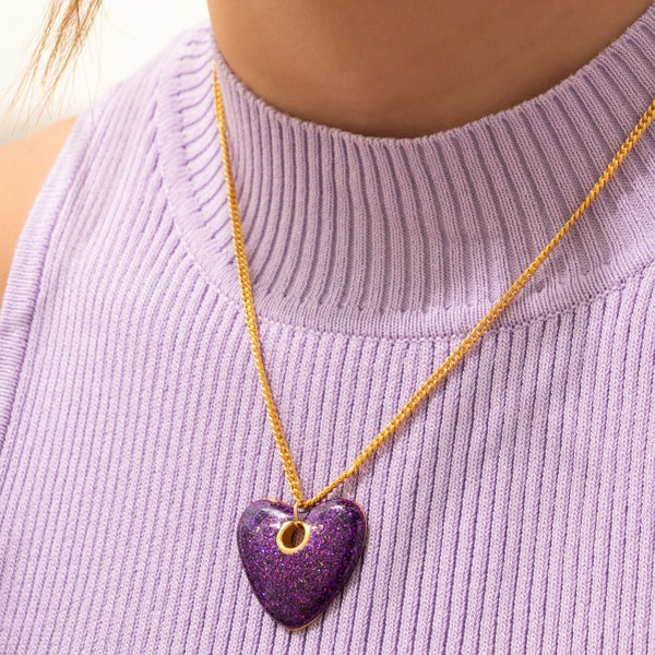 Collar Corazón Escarcha  + Aretes