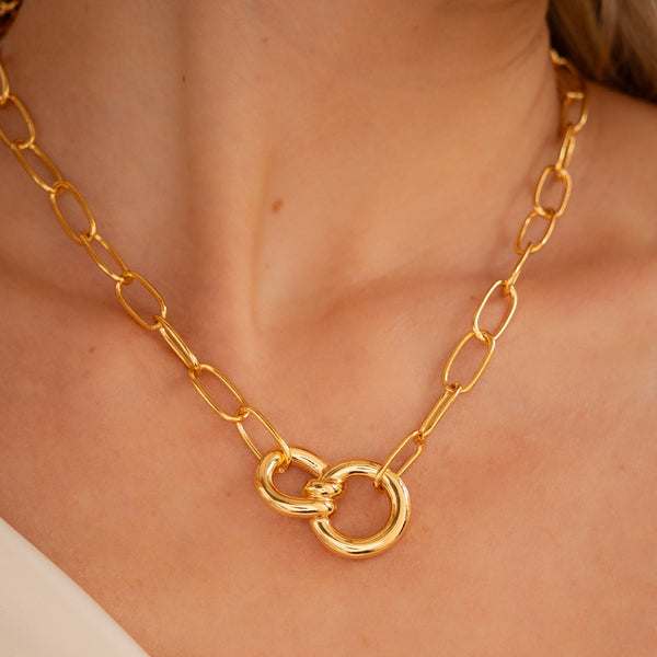 Collar Eslabón Lazo Maxi + Aretes