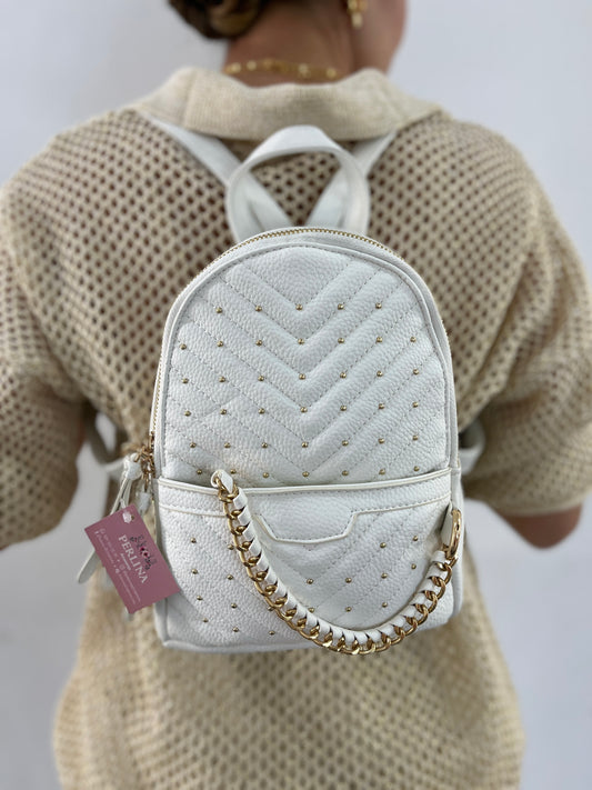 MORRAL BLANCO MINI CON APLIQUES DORADOS