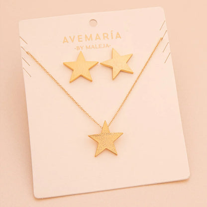 Set Cadena + Aretes Estrella