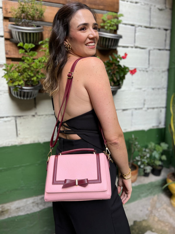 BOLSO MARTINA ROSADO CON VINOTINTO