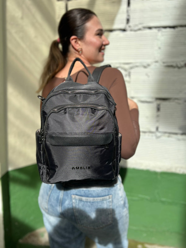 MORRAL NEGRO EN TELA IMPERMEABLE