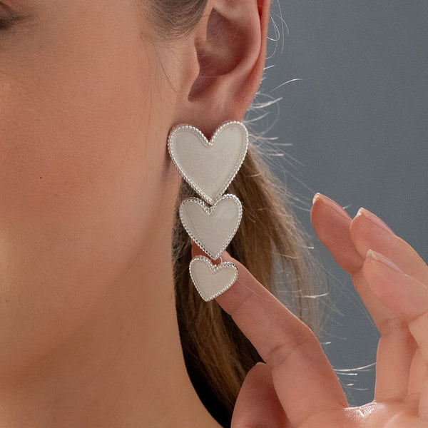 Maxi Aretes Corazón Silver