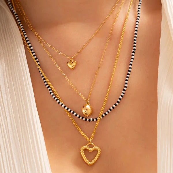 Set Collar Corazón Entorchado + Aretes