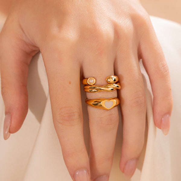 Set X3 Anillos Perlas Lazo