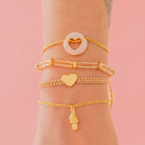 Set X4 Pulseras Corazón Liso + Aretes