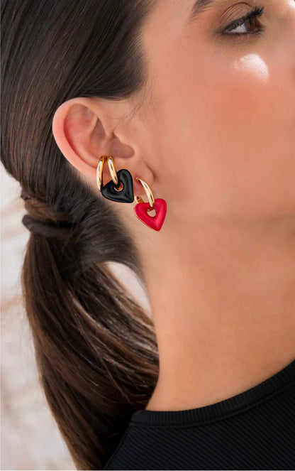 Set 2 Candongas + 1 Earcuff 2 en 1 Maxi Corazón