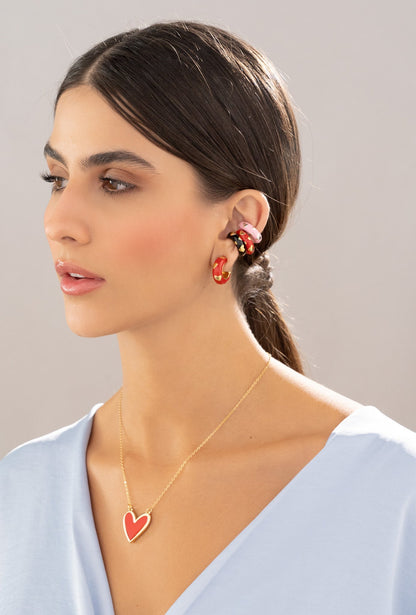 Earcuff Corazones Rosa Silver