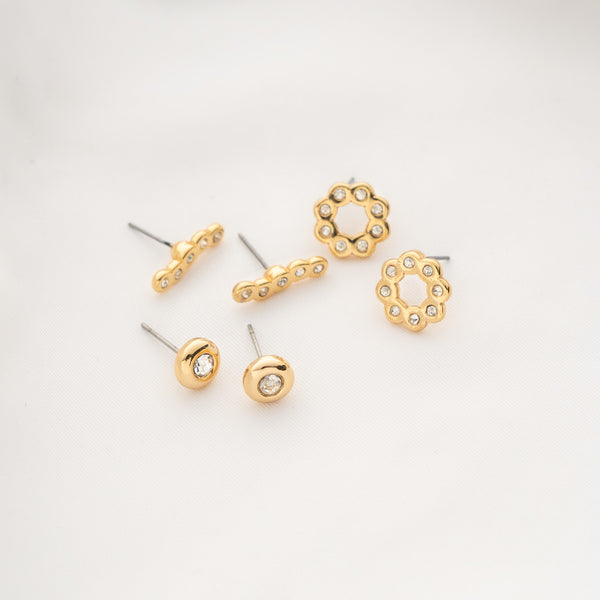 Set 3 Aretes Con Cristales Mini