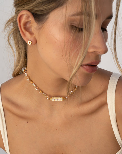 Choker Con Dije De Rombo + Aretes